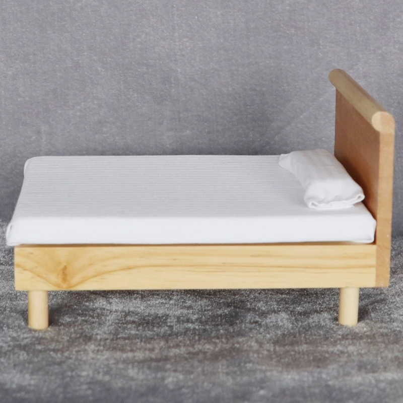 Juego muebles dormitorio madera a escala exacta 1:12 que incluye cama con textura tela 15UB