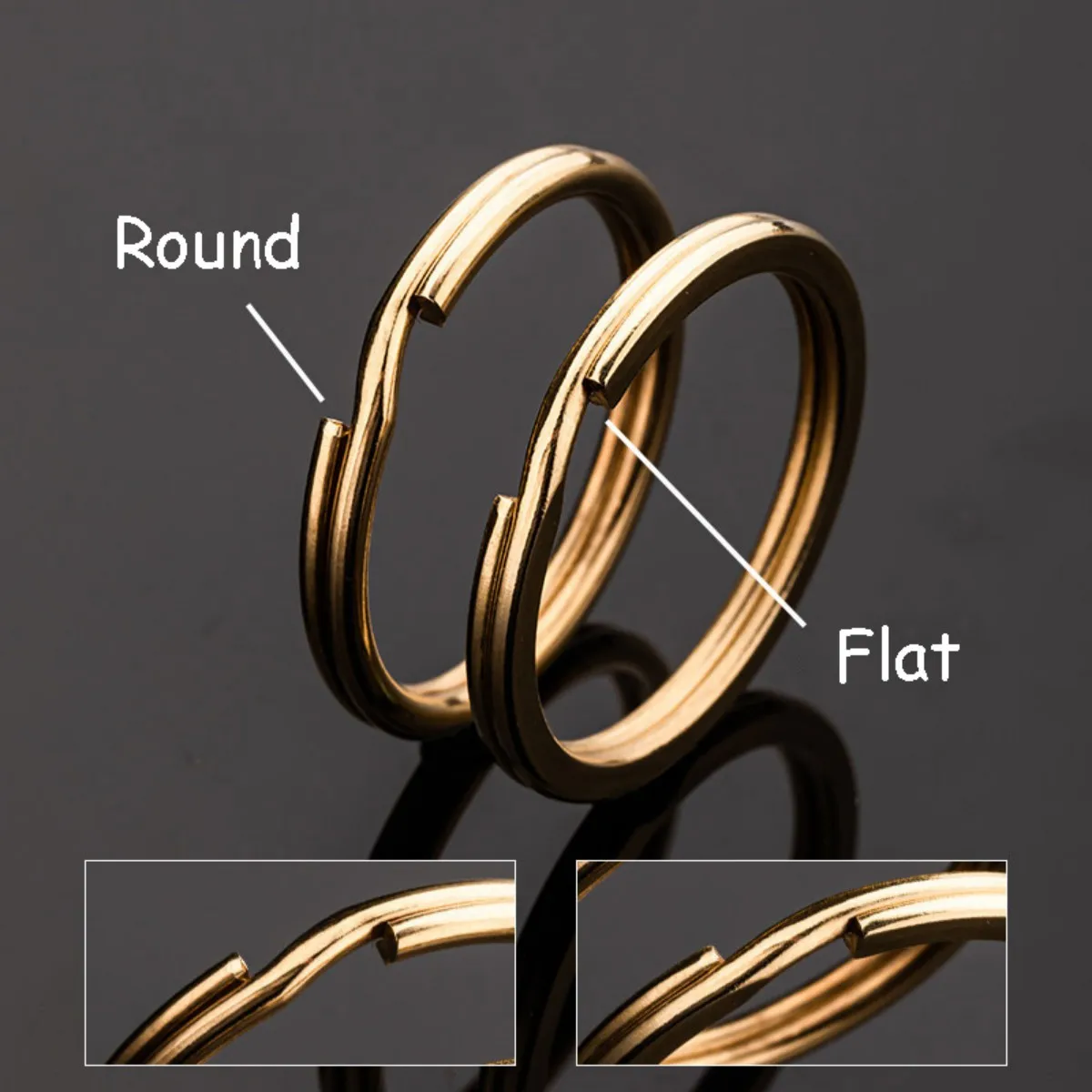 Brass Split Ring Key Loop Link Hoop Craft Finding Round / Flat Wire Metal Rings 10mm-35mm Out Diameter
