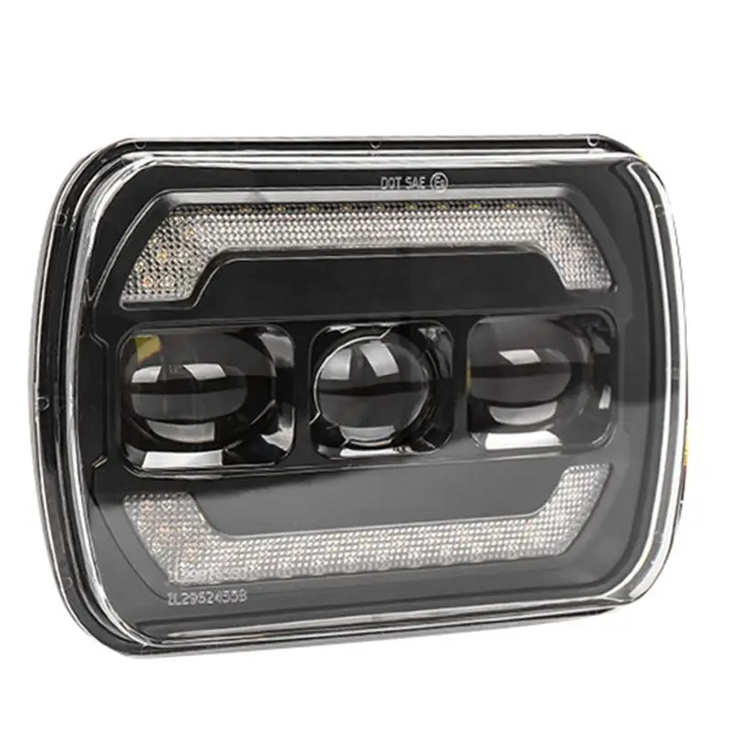 

Black Headlight For Motorcycle Wrangler Cherokee Tuning Light Lens 7Inch Square Headlight With Long And Near Light-A67F