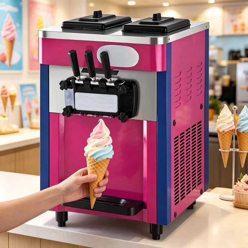 Automatic ice cream machine 3 flavors Commercial ice cream machine for snack bars