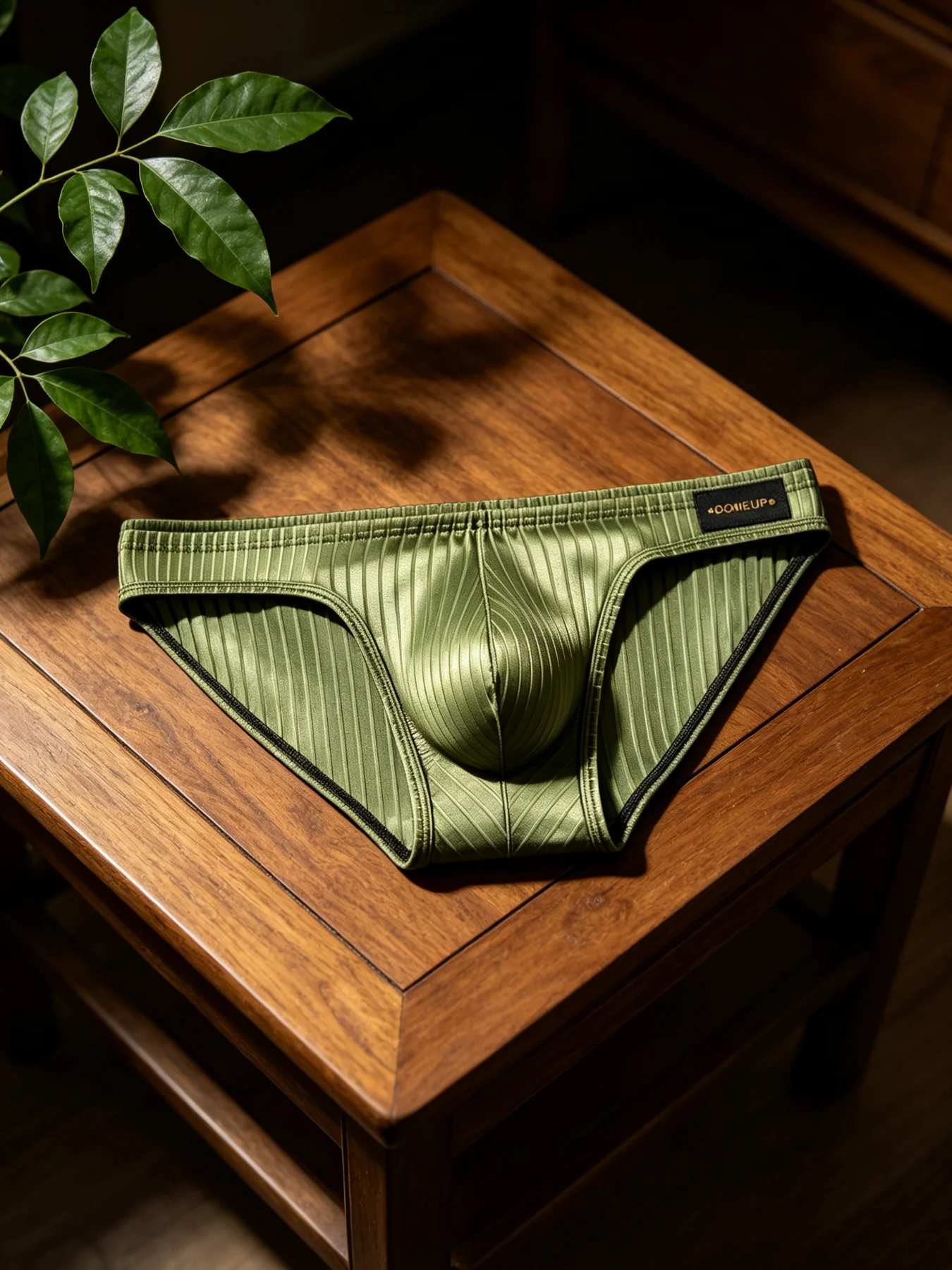 Calzoncillos para hombre con diseño de rayas verticales, tejido brillante, bolsa con forma de U, cintura baja, cintura elástica, ropa interior masculina transpirable, modelo DP922.