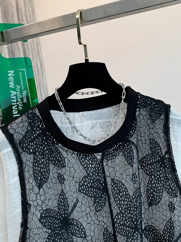 Unieke zomer dames irt los ontwerp sensation bla lace ort Sve nep tweedelige top faionable en slip