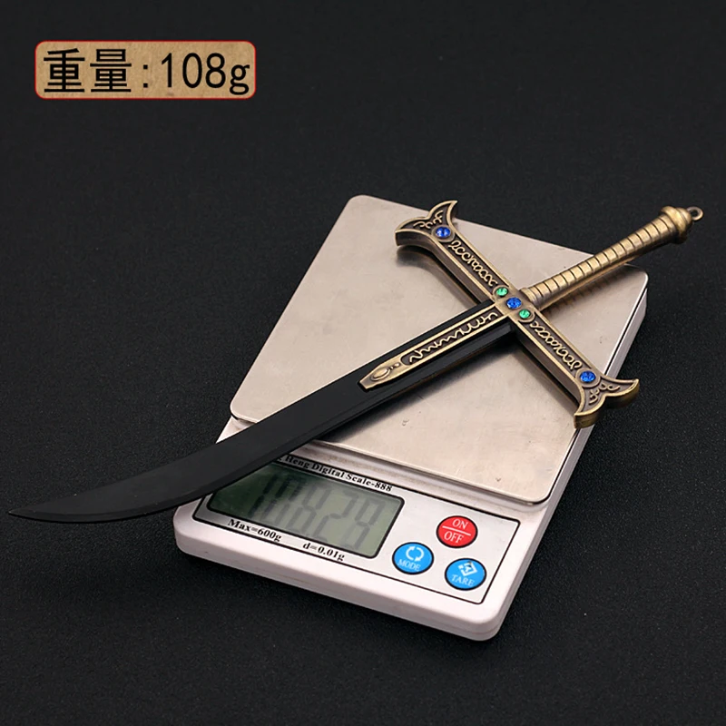 24cm Night Dracule Mihawk OP One Metal Blade Black Sword Piece Weapon Model Anime Peripherals Toy for Boy Kid 1/6 Doll Equipment