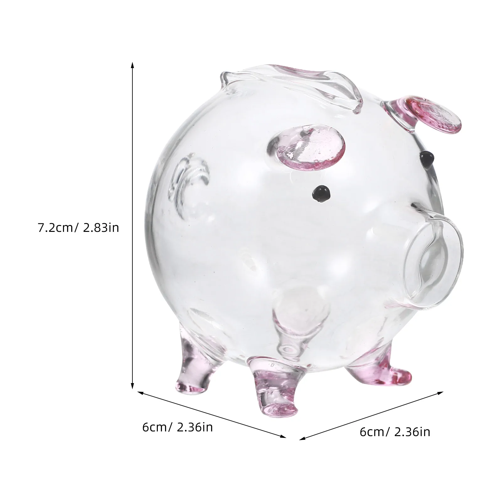 Hucha transparente de vidrio de borosilicato alto, caja de dinero en forma de cerdo, soporte decorativo para monedas para escritorio de niños