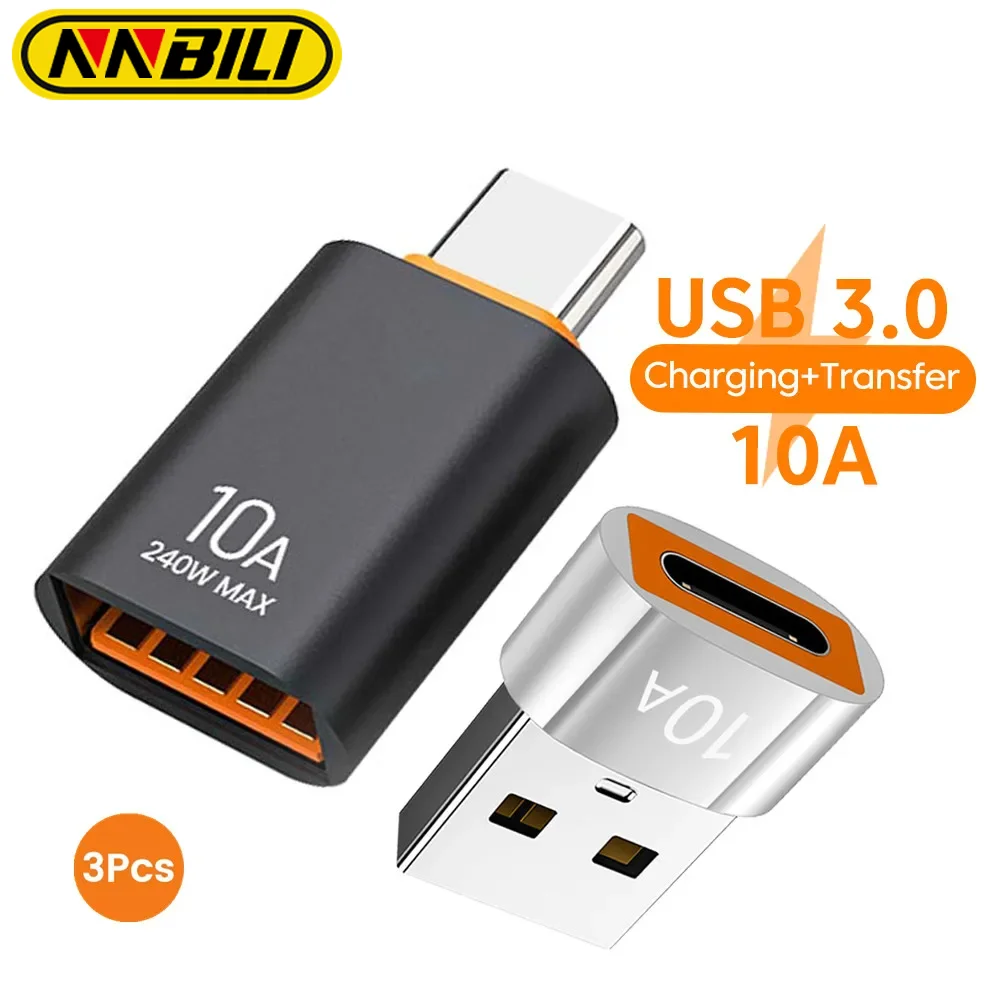 NINIBIL 10A OTG USB 3.0 do adaptera typu C USB żeński do adaptera typu c męski do szybkiego ładowania OTG USB C do laptopa Xiaomi Samsung