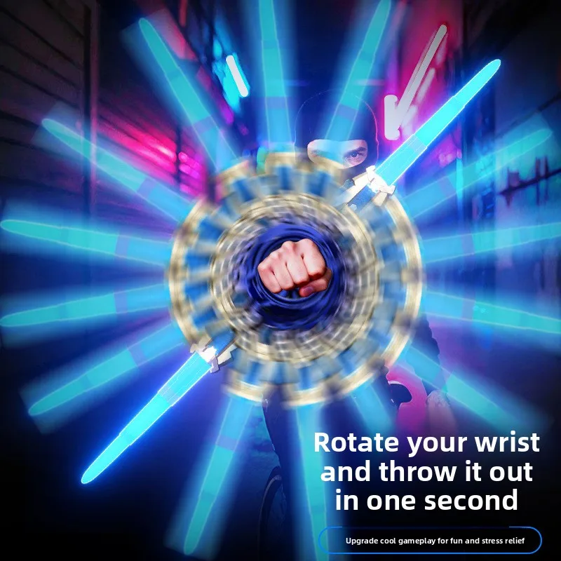 Telescopic Double Blades Light Sword Toy, Rechargeable LED Light Up Cosplay Lightsaber With USB Charging Cable Creative Gift