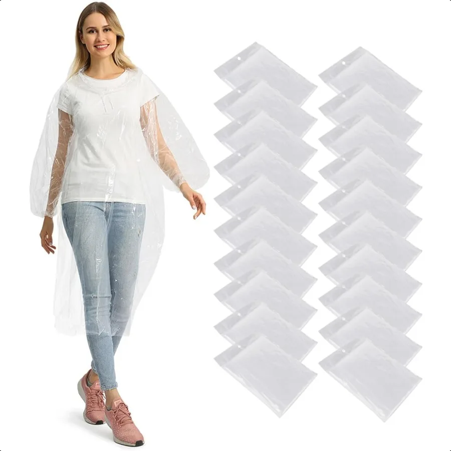 

5, 10, 20 упаковок дождевиков, аварийные пончо, объемный водонепроницаемый плащ унисекс для взрослых с капюшоном на шнурке