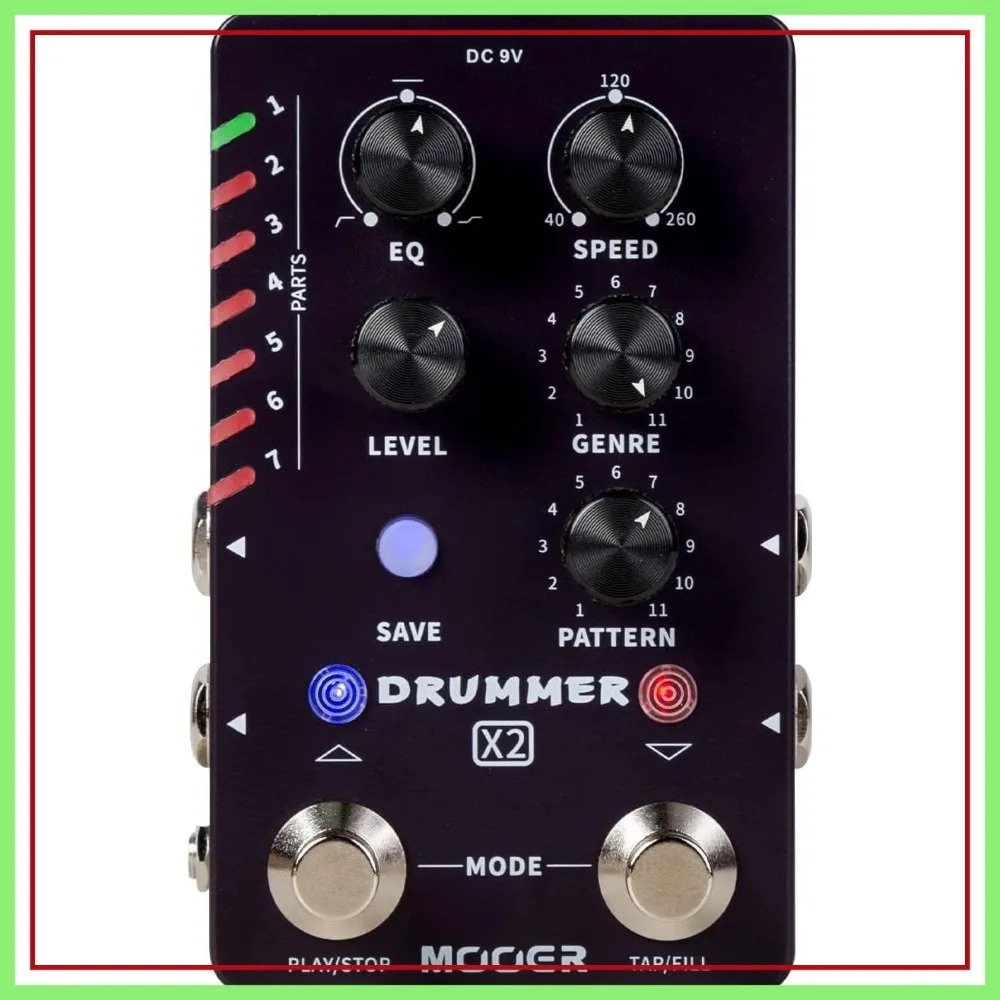 

Drum Machine Guitar Pedal: 121 Grooves, 11 Styles, Tap Tempo, Fill Function for Electric Guitar Bass