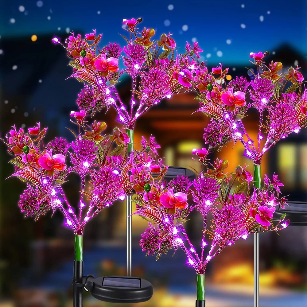 

Solar Garden Lights, Purple Phalaenopsis Solar Flowers Outdoor Decorative LED Lights for Garden Yard Path Patio Decorations