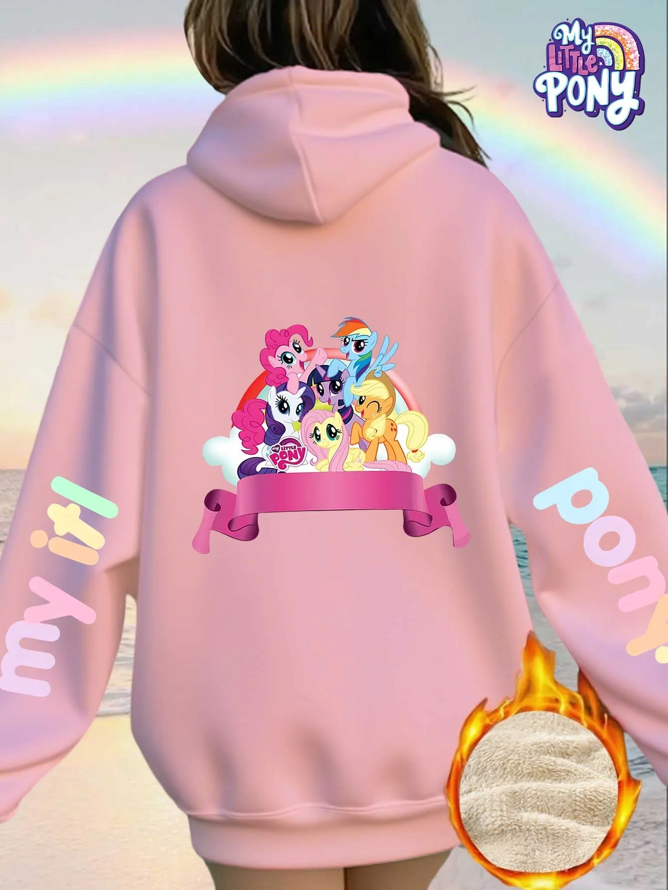 

Winter Women's -Lined Sweatshirt, My Little Pony Collaboration Edition, "My Little Pony" Colorful Pony Party Print Women's Hoodi