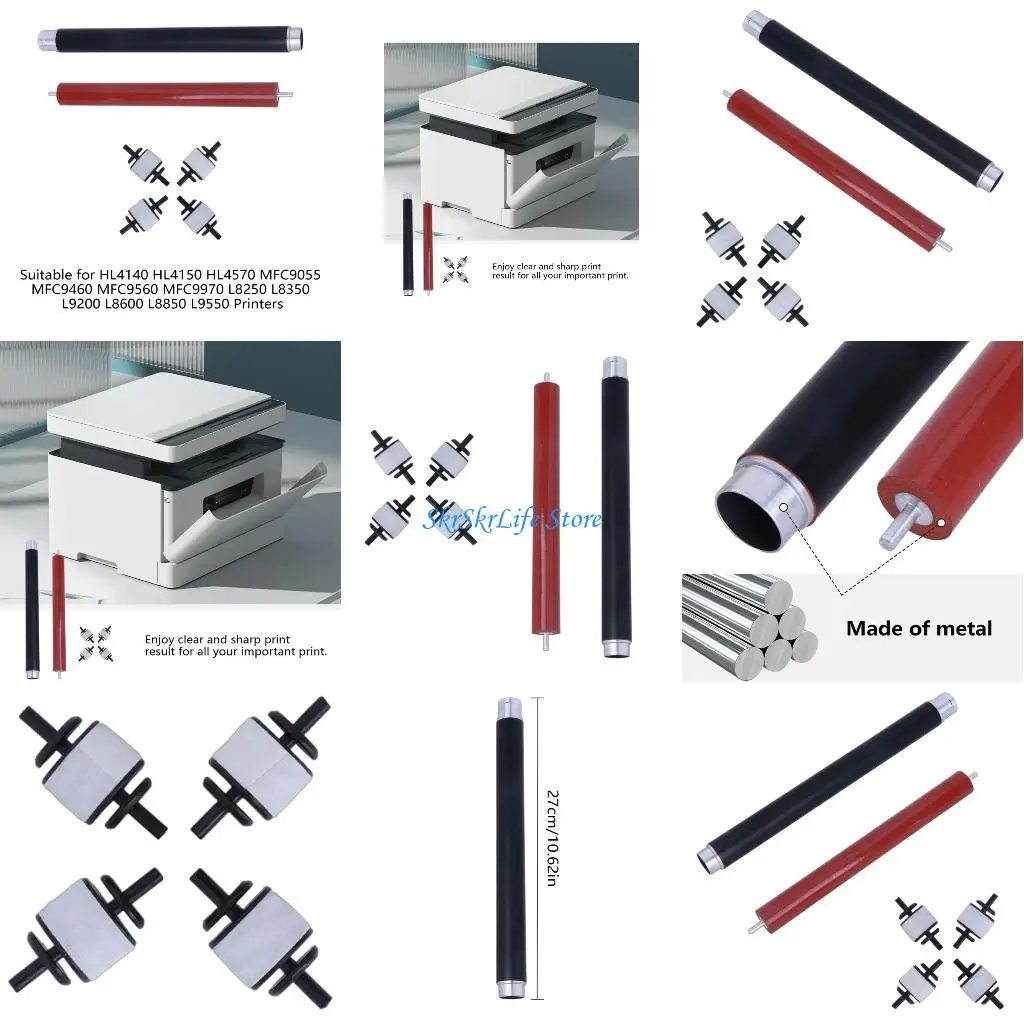 

E65E Upper Fuser Heat Roller Heat Lower Pressure Roller Replacement for HL4140 HL4150