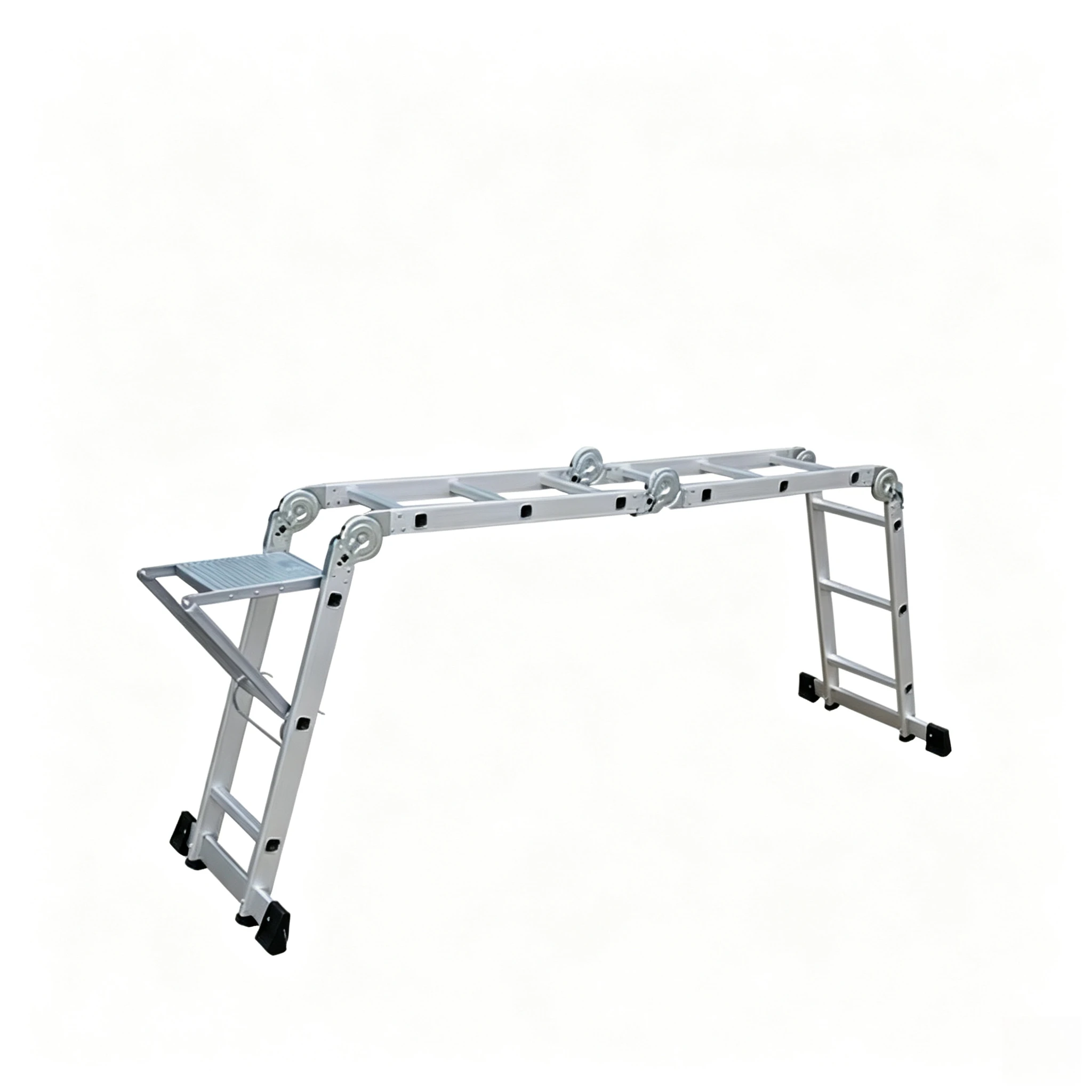En131 Manufacture Aluminium Folding Ladder 346cm Scaffolding 4x3 Steps Platform Ladder