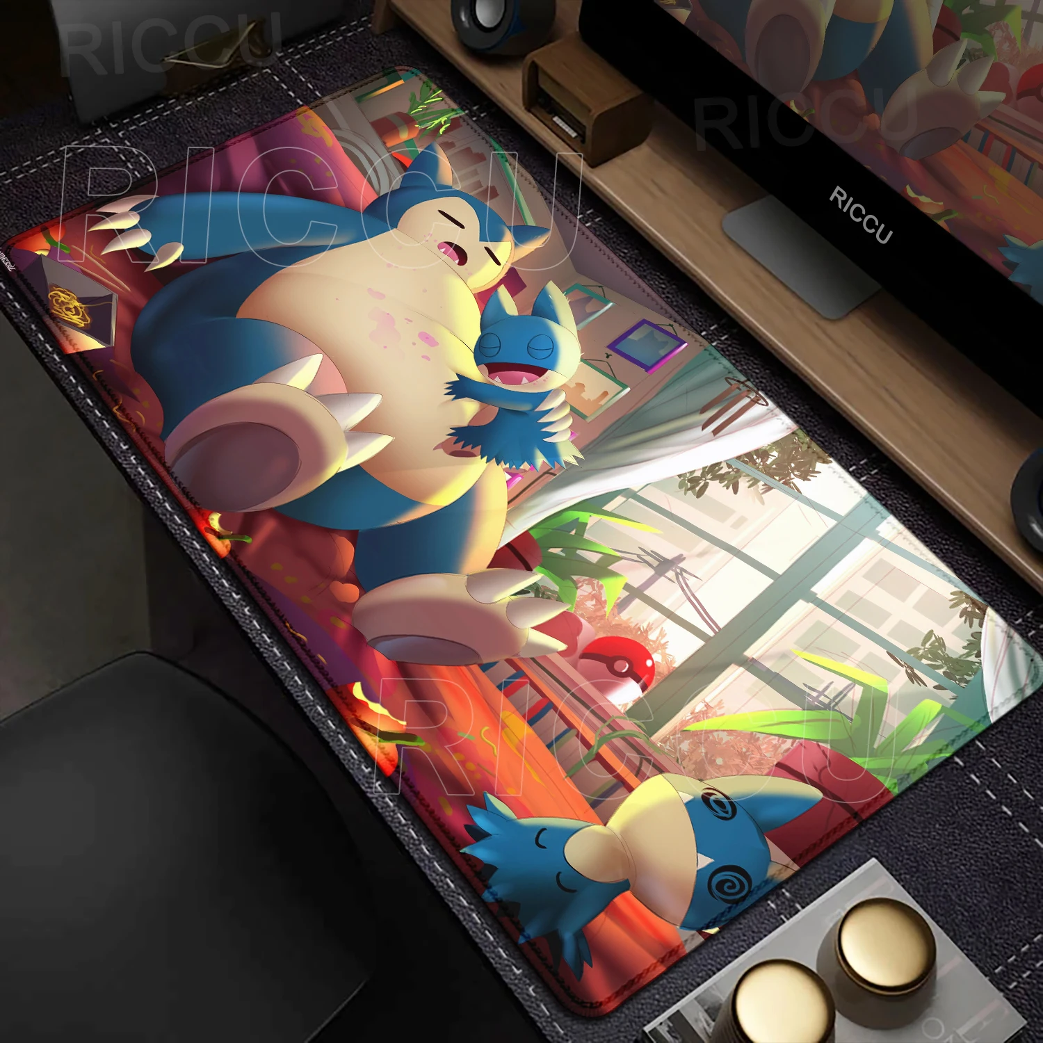 Game Card Mousepad Snorlax XXL Mouse Mat Pokémon Anime Peripheral Pokemon Large Desk Mat E-Sports Cabinet Deskpad PC Accessories
