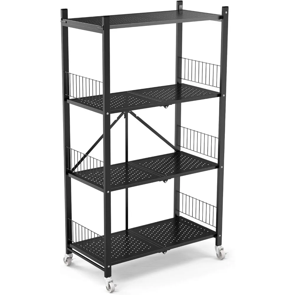 

Складная/складная сверхмощная полка с 4 полками, стальная проволочная полка-органайзер с колесиками, тележка на колесиках, стирка домашней кухни