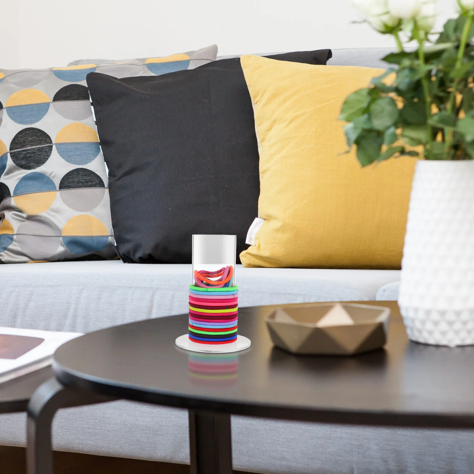 

Clear Acrylic Scrunchie Holder For Hair Ties Headbands Bracelets Display Stand Organizer Vertical Storage Rack Home Decor Use