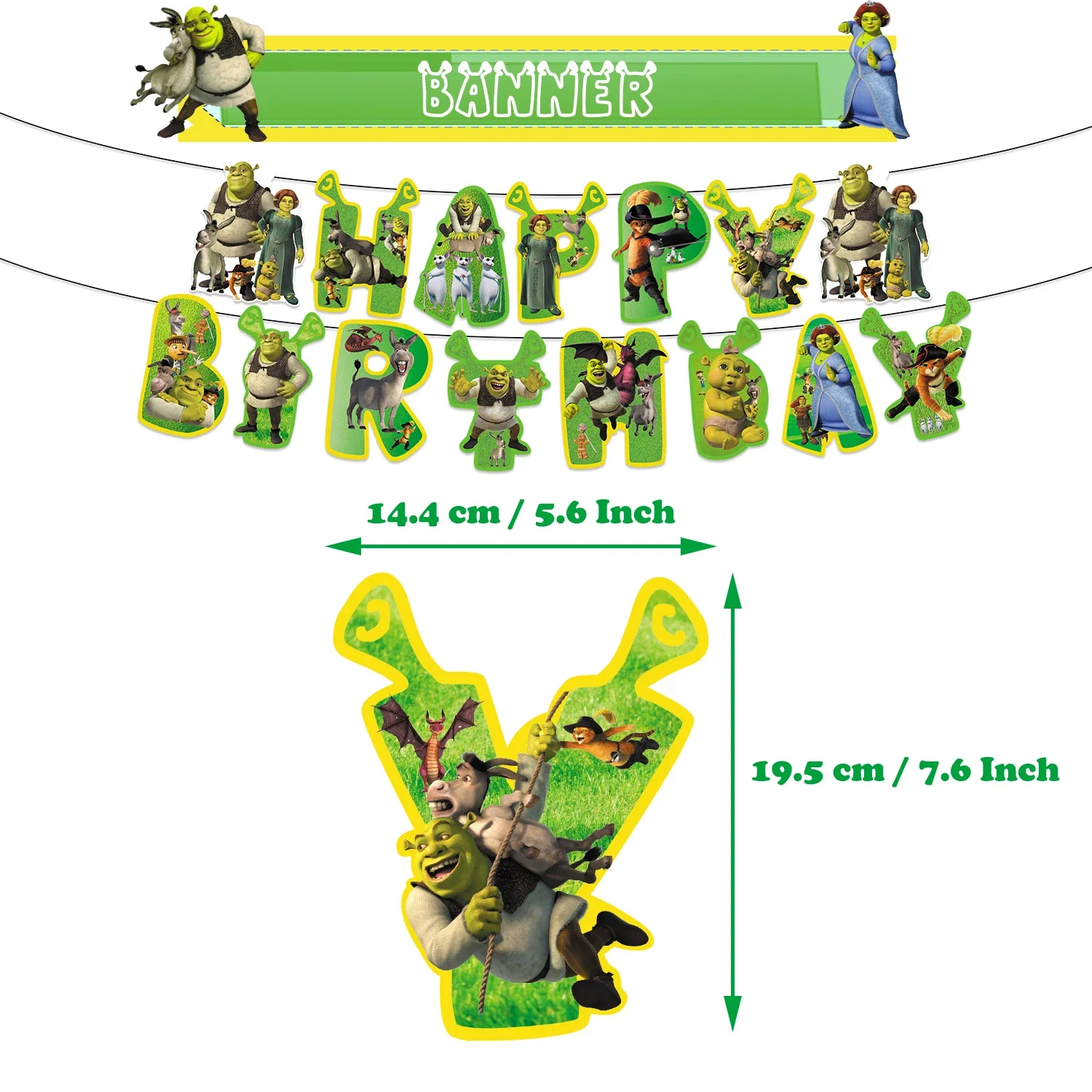 Hot movie Shrek Birthday Party Supply Disposable Banner Cake halloween Hanging Flag  Monster Shrek Balloons Birthday Decoration