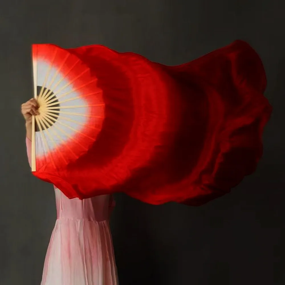 Hot Sell Gradient Color Belly Dancing Fan Multicolors 120cm Long Imitation Fan Rayon Silk Fans Dance Accessories