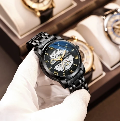 Fashion Men's Hollowed Out Automatic Mechanical Watch for Business