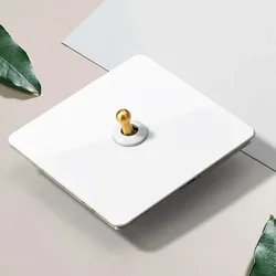 Wall Light White Stainless Steel Panel 1-4 Gang 2 Way Toggle Switch Brass Lever Switch EU USB Socket