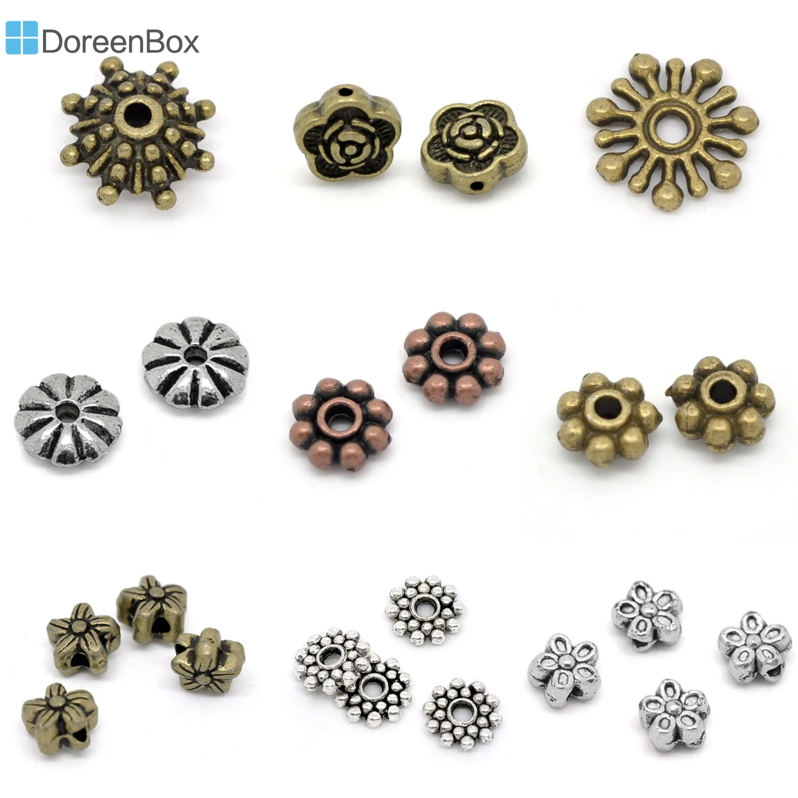 50-1000 PCs Bronze Tone Snowflake Spacer Beads Plum Loose Beads for DIY Bracelet Necklace Jewelry Making Findings Beads 12x12mm