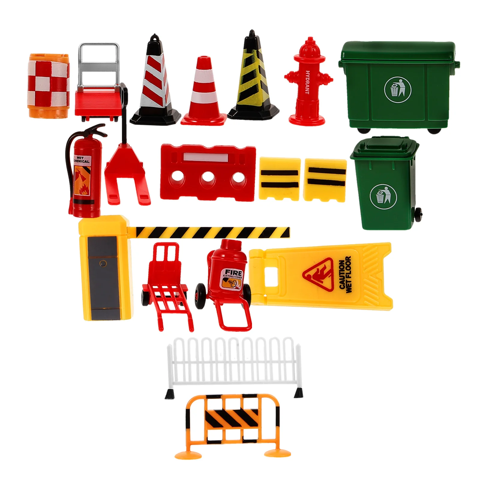 19 Pcs Miniature Traffic Model Cones Barricade Sign Children Toy Car Road Abs Signs Toddler Cars Toys