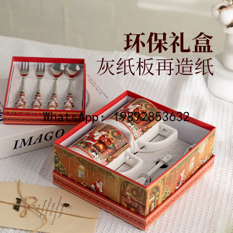 

PYJ1 ceramic gift box set with cups and saucers retro creative gift Christmas limited light luxury --4 pcs
