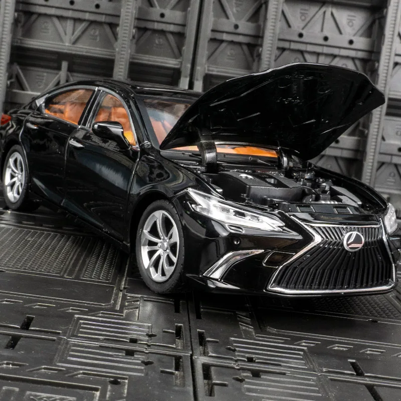 Modelo de coche de aleación Lexus ES300H 1:24, colección de adornos, juguetes eléctricos de metal para niños, puertas y capó de motor, maletero se puede abrir