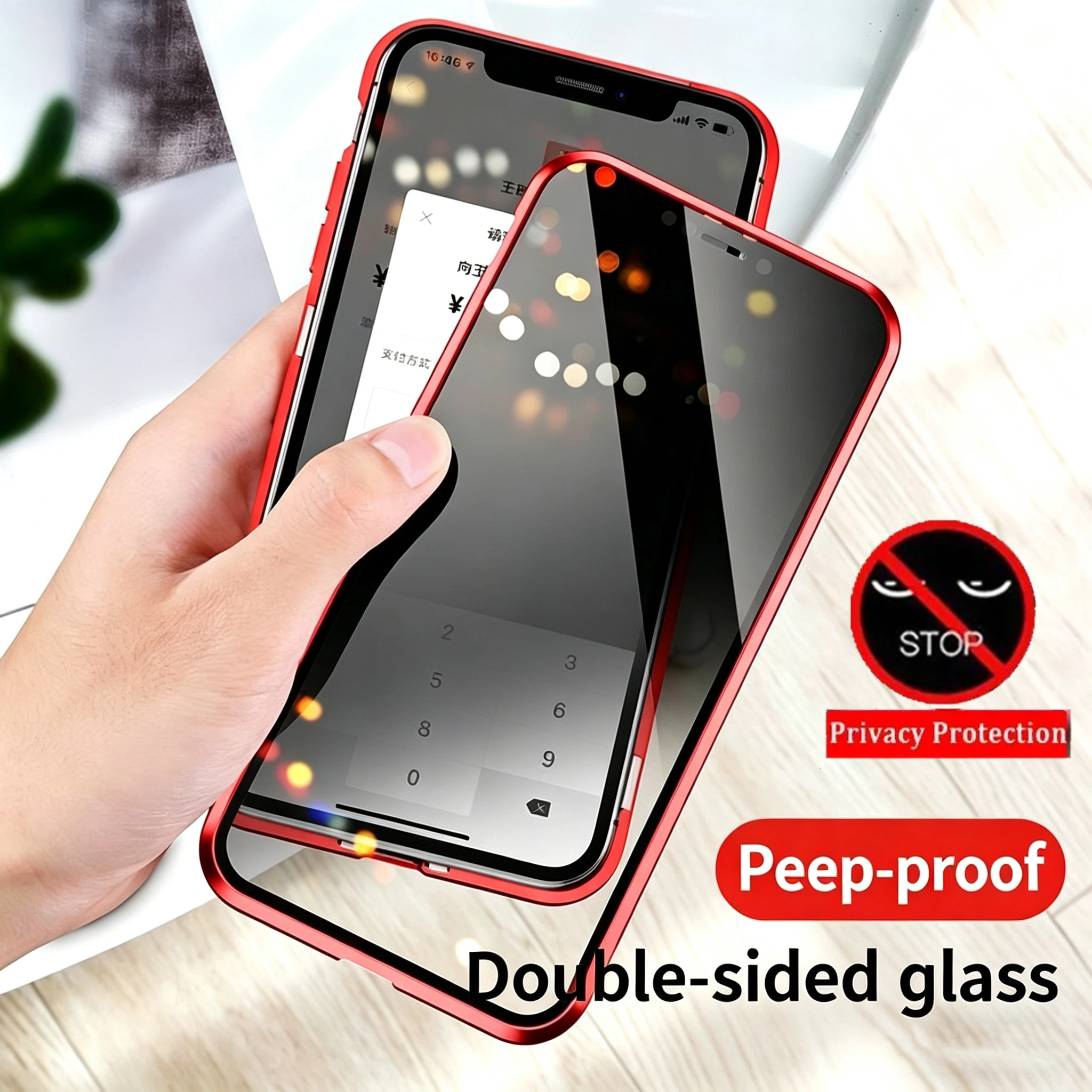 Privacy Double Sided Temper Glass Phone Case For Samsung S25 S22 S26 Plus S23 S24 Ultra Cover Metal Magnetic Protective Cases