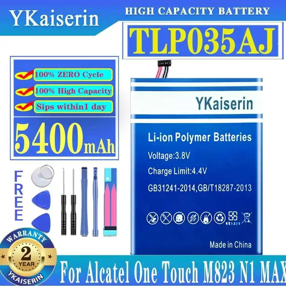 

Fast Charging Environmentally Friendly For Alcatel One Touch M823 N1 Max 5400Mah TLP035AJ Mobile Phone Battery