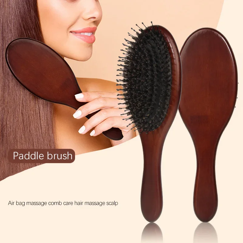 Wood Comb Professional Healthy Paddle Cushion Hair Loss Massage Brush Hairbrush Comb Scalp Hair Care Healthy Hair Brush Detangle