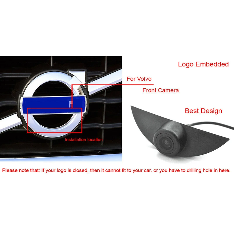 Super Sale Car Full HD CCD Front View Camera Logo Embedded For Volvo S60 S80 V60 XC60 XC90