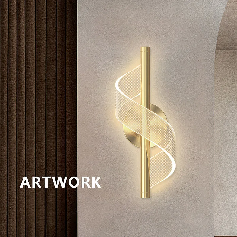 

Luxury Gold Bedroom Wall Lamp Nordic Modern Minimalist Wall Light Living Room Feature Wall Light Hotel Villa Decor Wall Lamp