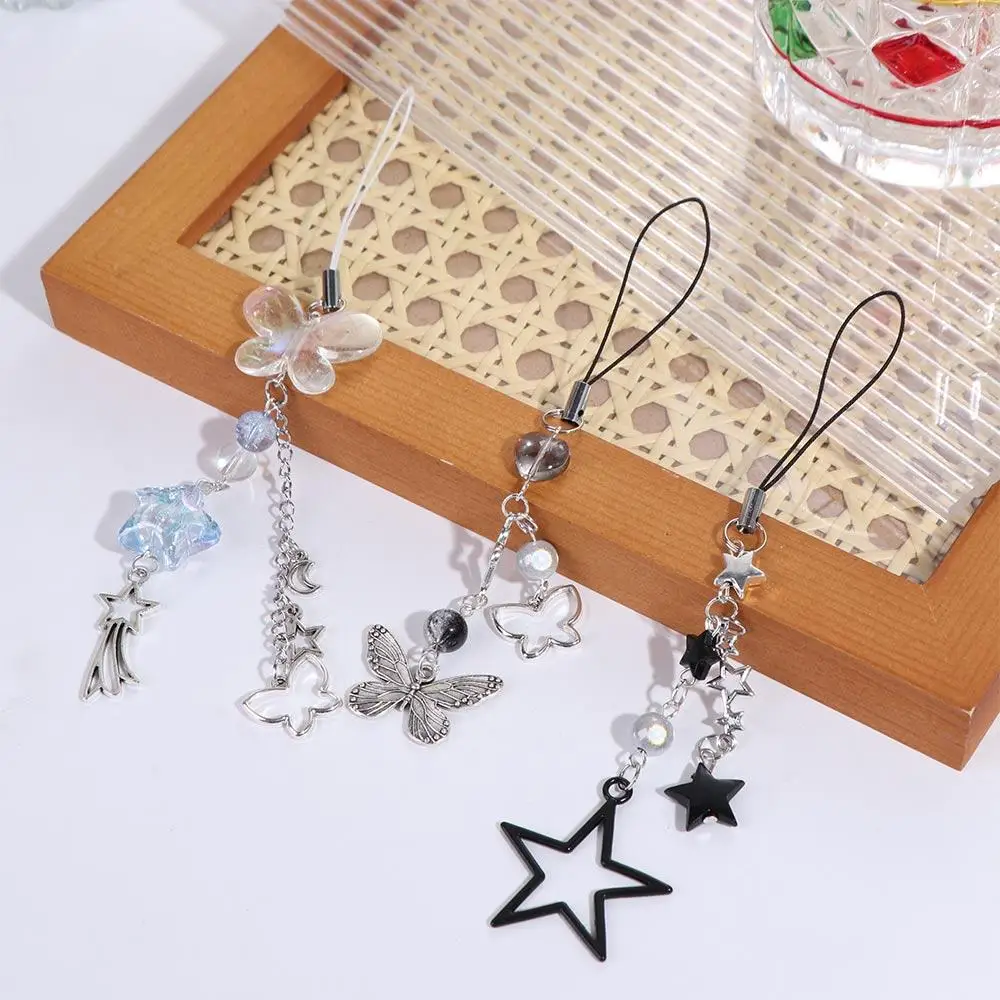 Аксессуары для телефонов Милая девушка Y2K Подвеска для телефона Фонидеры Подвески для телефона Ремешок для телефона Бабочка Ручная работа Телефонная цепочка Камера