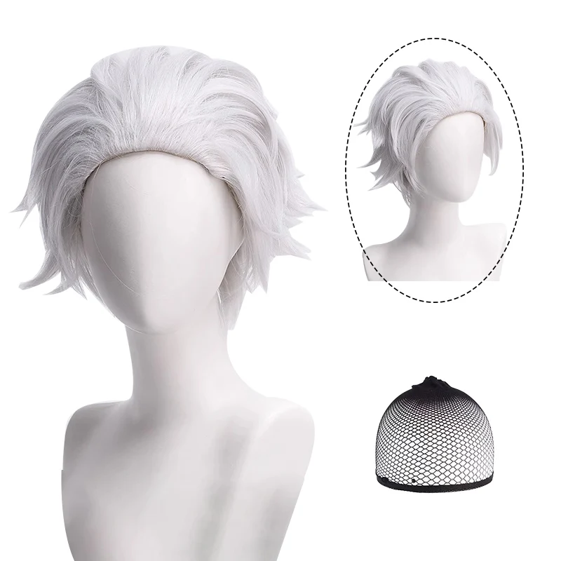Hajime Umemiya Cosplay Wig Wind Breaker Silver Gray Spiky Shor Hair for Halloween Party +Free Wig Cap