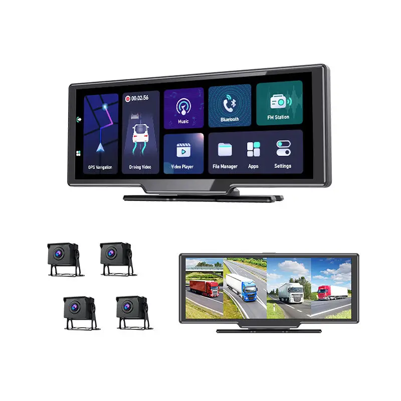 4CHs Record Truck Car Recorder with WIFI GPS and Remote Live Video Streaming Fit 9-36V Bus Van Truck DVR Mirror 4g Android 10 OS