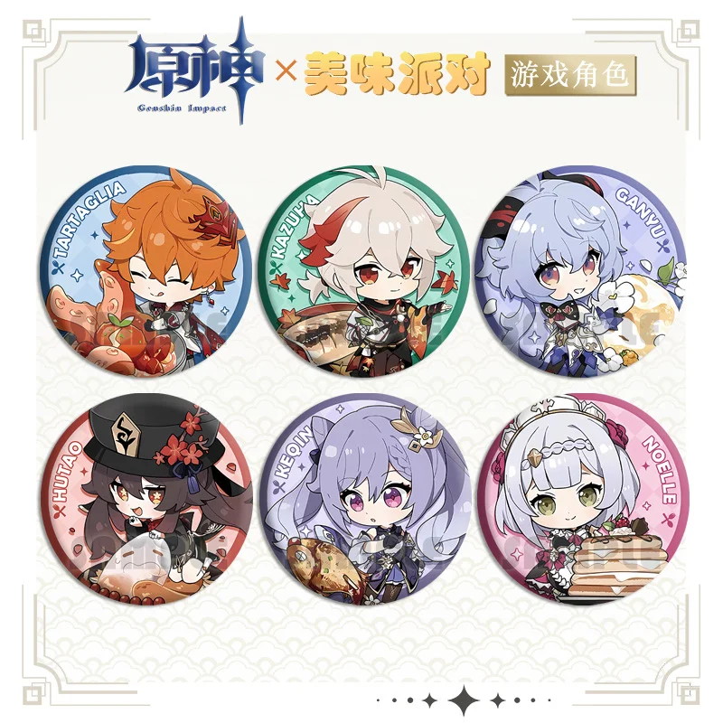 1PC Anime Game Genshin Klee Tartaglia Delicious Par Badges Brooches Women Clothes Scarves Pins Decorations Boy's Beautiful Gifts