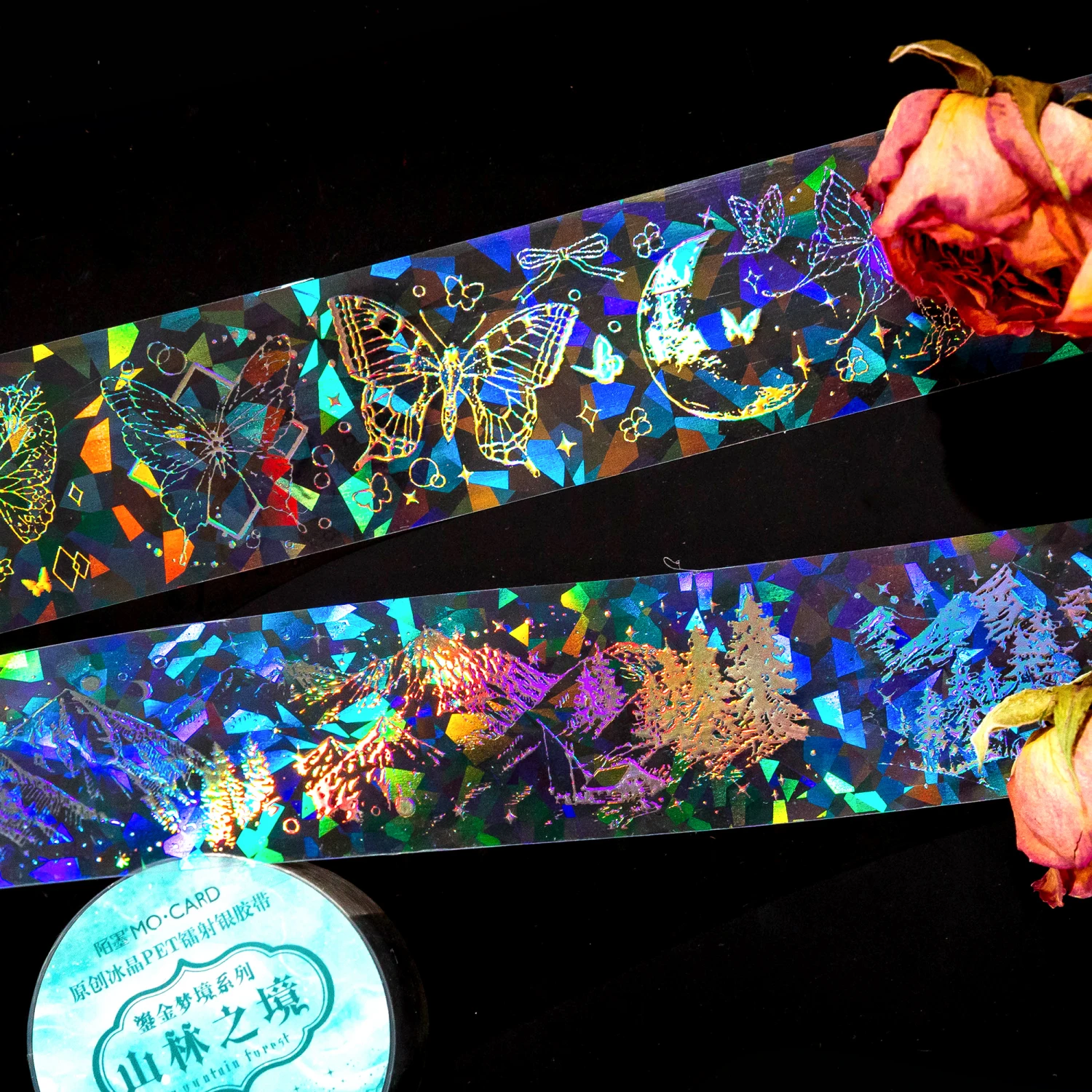 3cm*2M Laser Reflective Transparent Stickers Cool Diy Decorative Labels Scrapbooking Collage Material Diary Stationery Tape