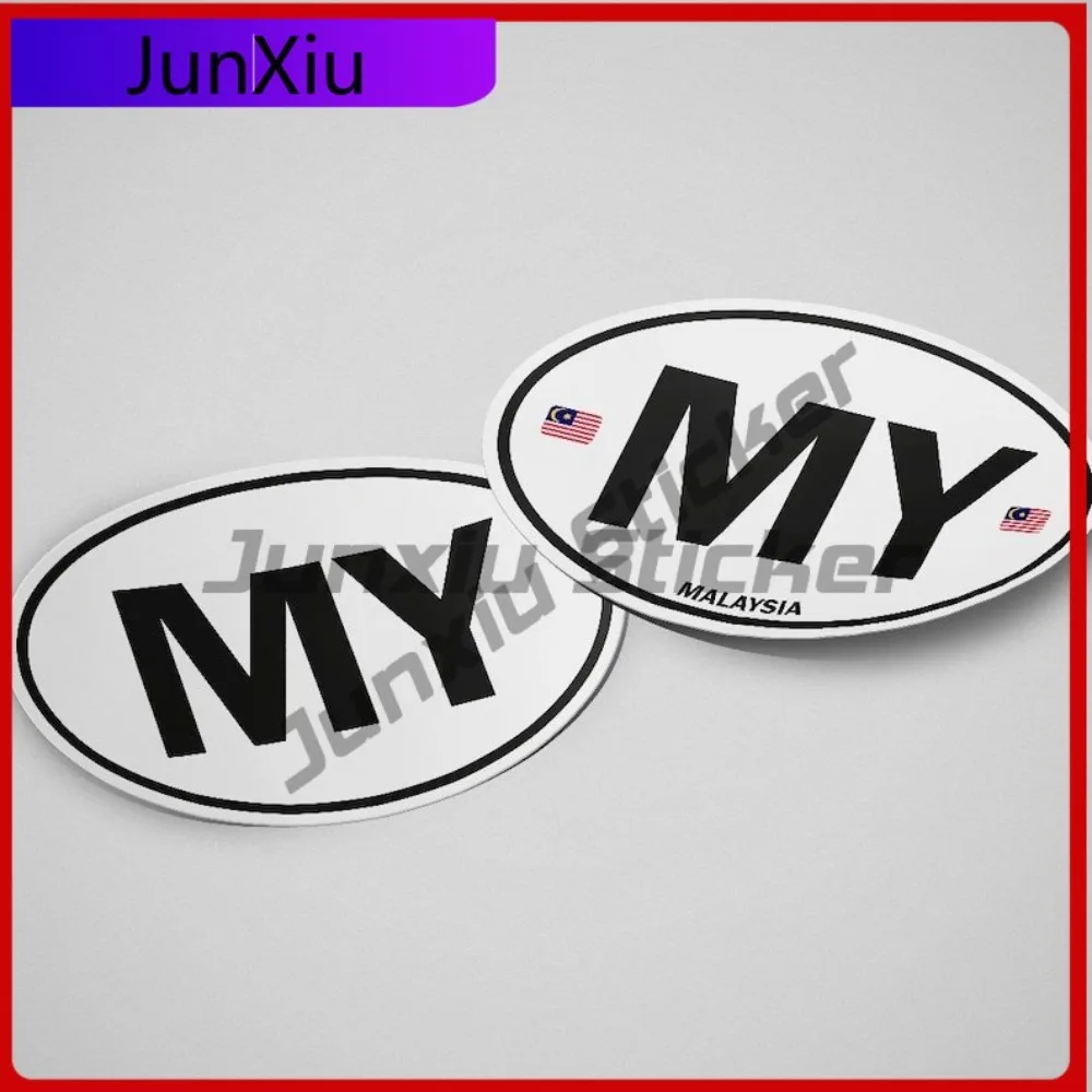 

Malaysia Flag Sticker Oval-shaped White and Black Country Cool Door Trim Mobile Phones Scratch Proof Waterproof Auto