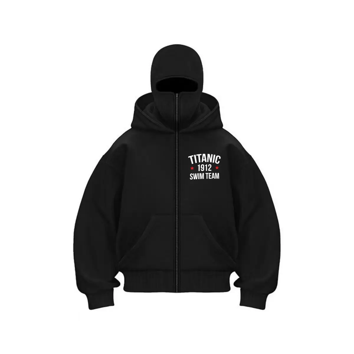 Titanic Swim Team humorous retro art Double Hood Balaclava Men Zip Hoodie Winter Warm