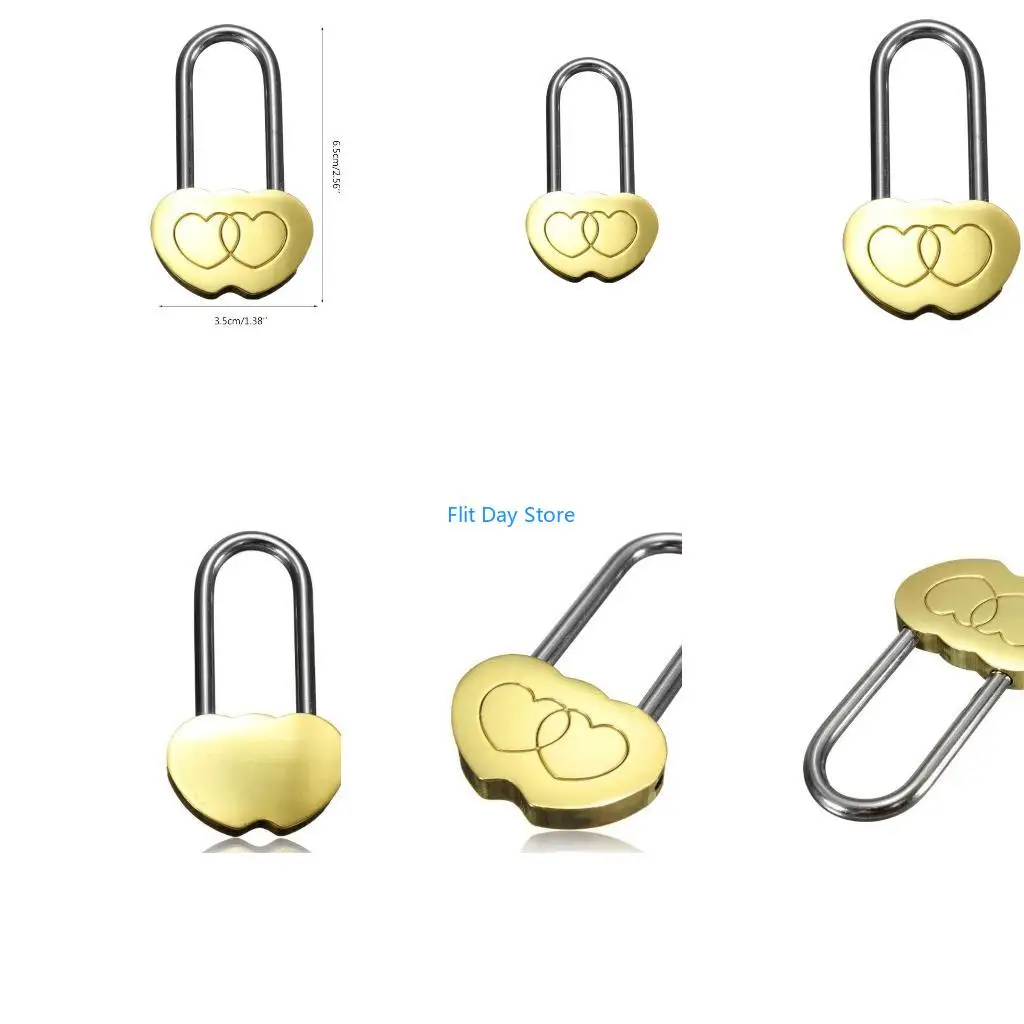 F92C Padlock Engraved Double Heart Love Lock Valentines Anniversary Day Gifts Couple Christmas Gift