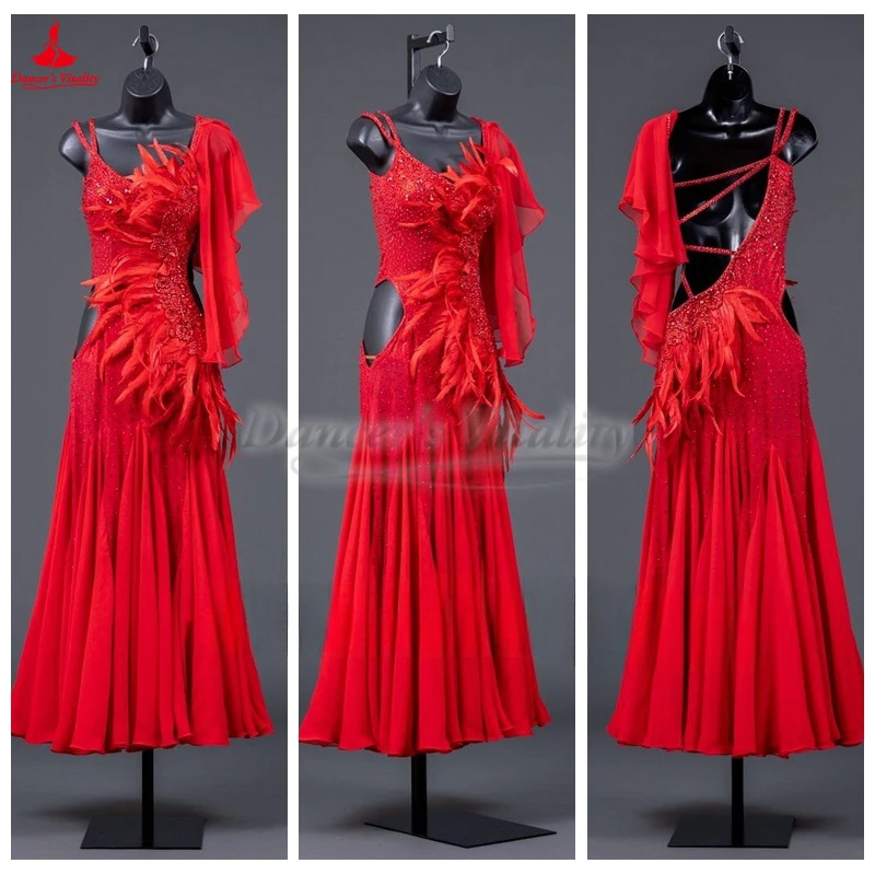 왈츠 폭스트롯 탱고 퀵 스텝 경쟁 의류 성인 여성 볼룸 댄스 사용자 정의 아메리칸 스타일 현대 빅 스윙 드레스