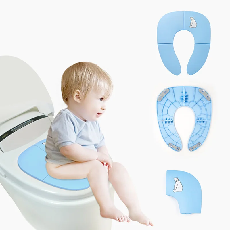 Asiento plegable para orinal de viaje para bebé, asiento de entrenamiento para el baño portátil para niños, cojín para orinal, almohadilla para silla, estera de dibujos animados