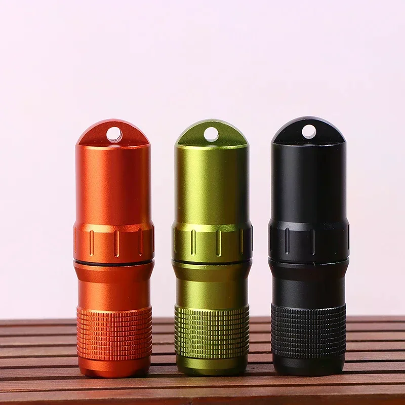 Portable Pill Case Waterproof EDC Container Capsule Airtight Aluminum Alloy Pill Bottle Keychain Travel Pill Holder Organsizer
