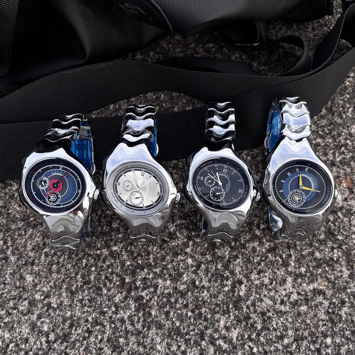 Twisted Case Ellipse Quartz Watch Mens Alien Y2k Dial Special Blade Creative Alien Shape Design Fashion Unique Men Watch Clock
