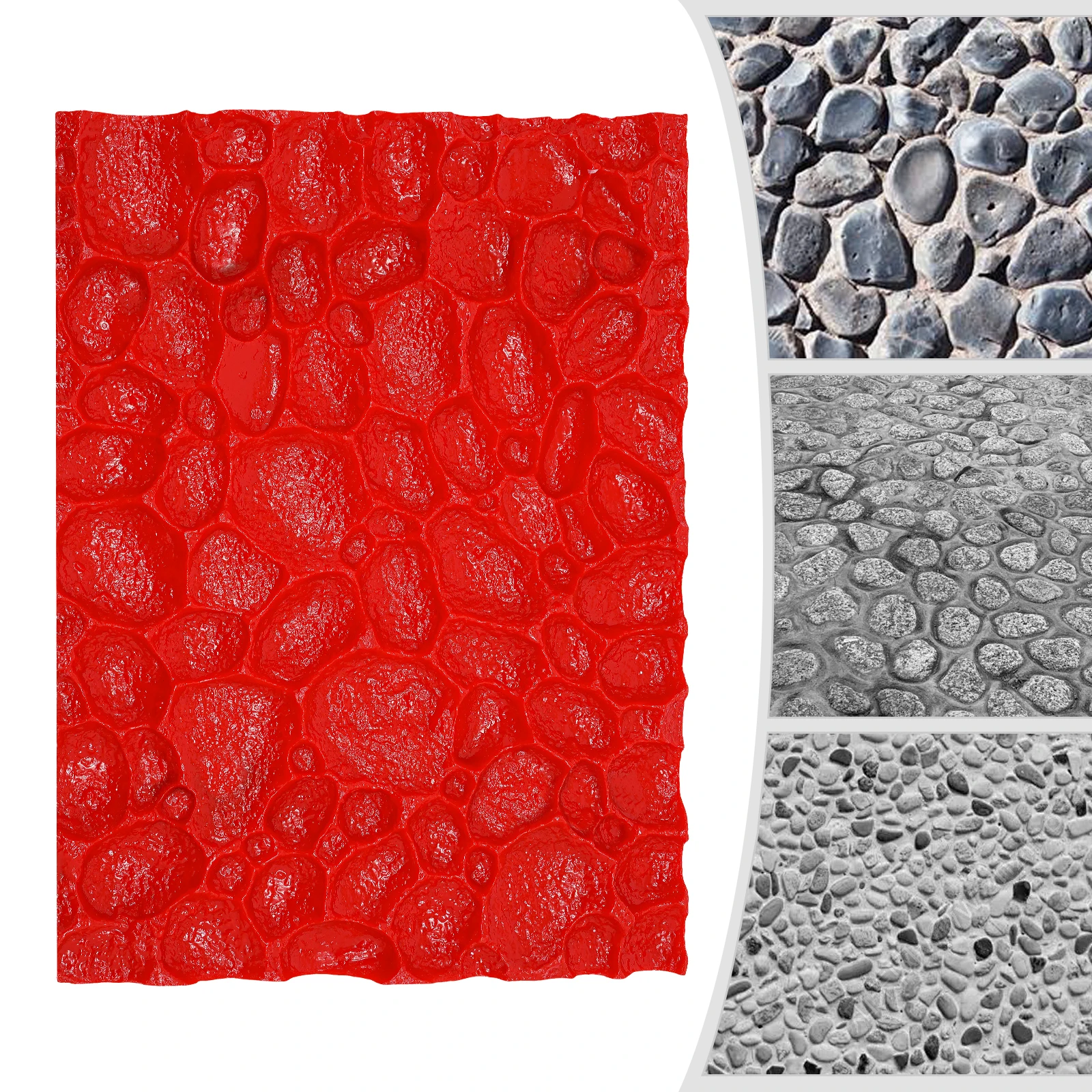 طوابع خرسانية حمراء حصيرة PU قالب ختم خرساني مستطيل نمط يشبه الحجر لممرات مسار الفناء الرصيف