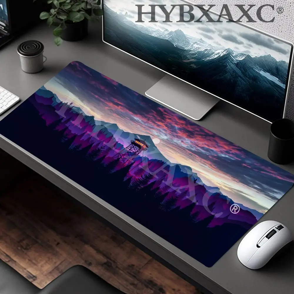 

HYBXAXC Game Locking Edge Mouse Mat Deep Forest Firewatch Computer Rubber Desk Mat Laptop Non-Slip Large Gaming Mouse Pad Gamer