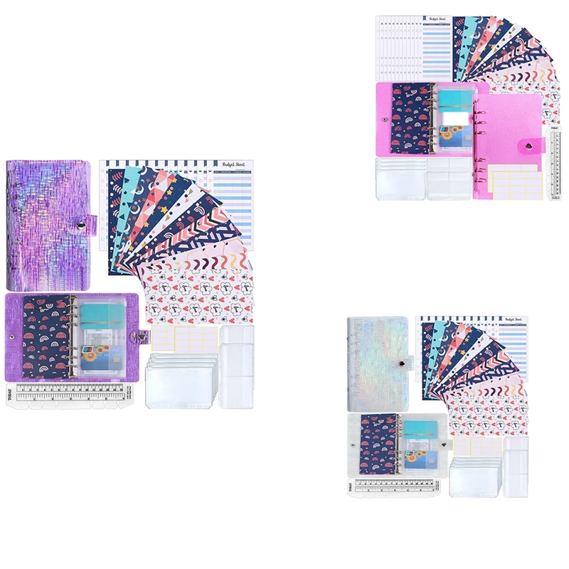 56 PCS Cash Budget Envelope System Includes A6 Budget PVC Binder Cover 12 Budget Sheets, Label Stickers,Storage Bags