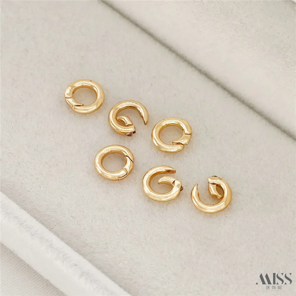 14K الذهب اللون جولة افتتاح حلقة مشبك على شكل حرف G، مشبك حلقة سوار DIY، قلادة، اتصال النهاية، اكسسوارات المجوهرات.