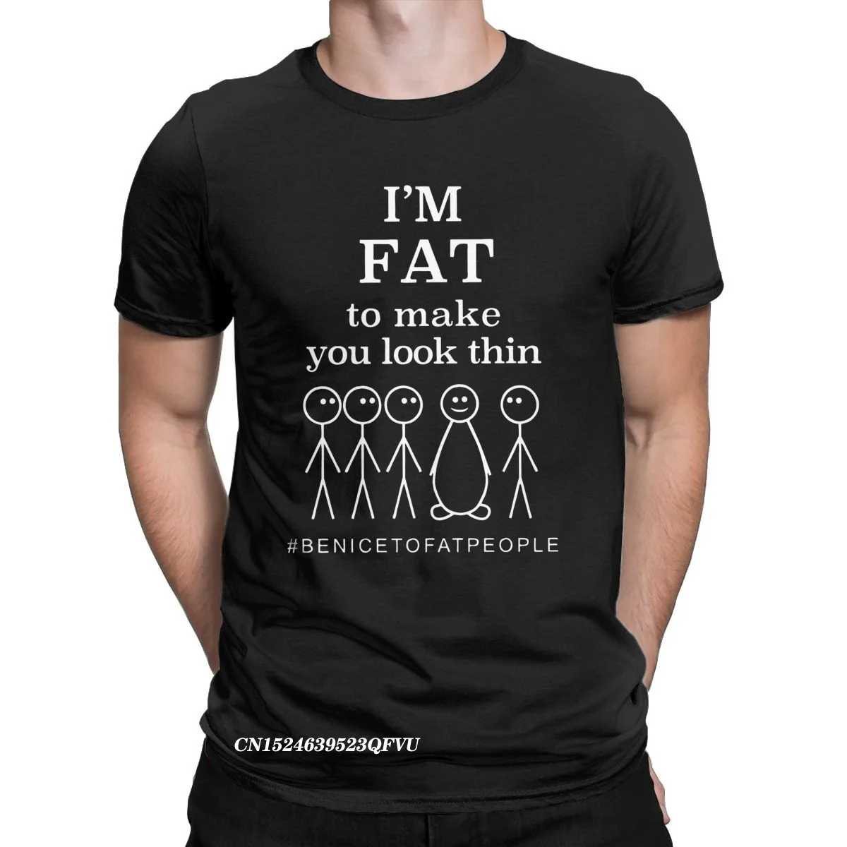 I Fat To Make You Look Thin Fat Joke T-Shirts For Men Fun Premium Cotton Tees Crewneck Harajuku Tops T Shirts Clothes