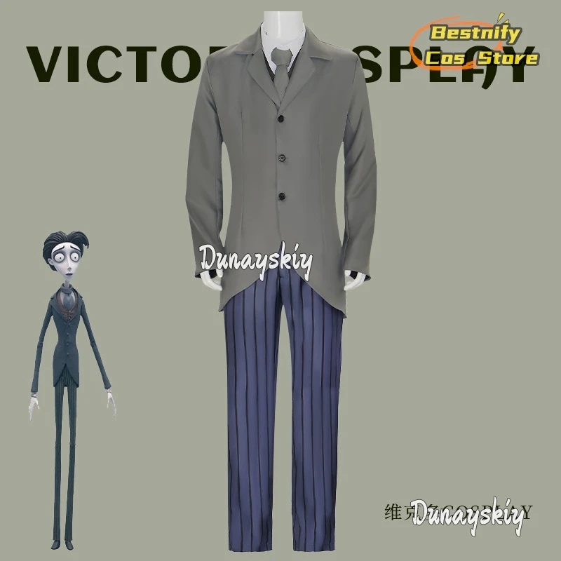 Victor Van Dort Cosplay Anime Corpse Bride Costume Uniform Coat Vest Pants Suits Halloween Carnival Party Outfit for Men